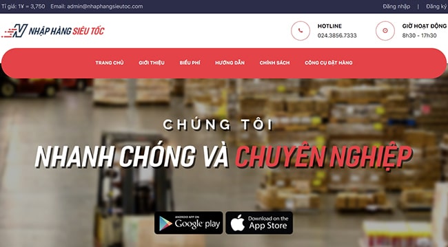 Web bán hàng giá sỉ Nhập hàng siêu tốc